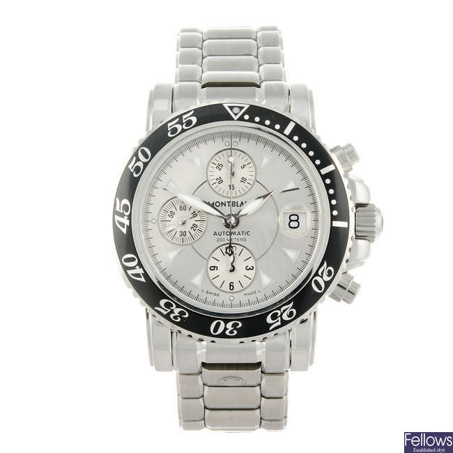 MONTBLANC - a gentleman's stainless steel Meisterstuck chronograph bracelet watch.