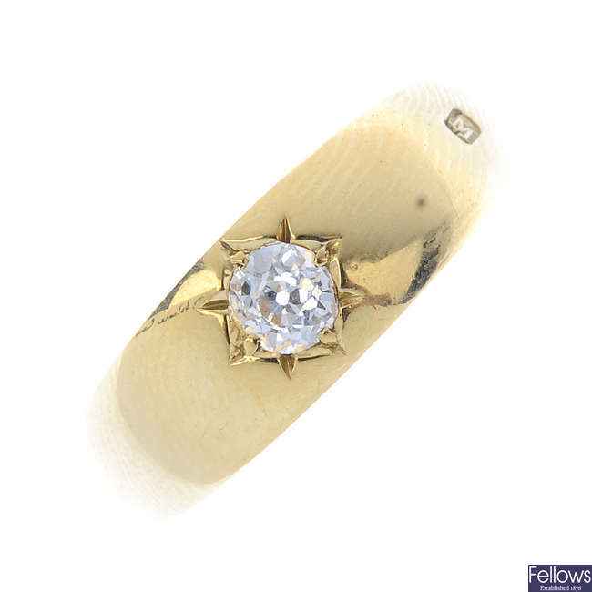 A gentleman's late Victorian 18ct gold diamond single-stone ring.