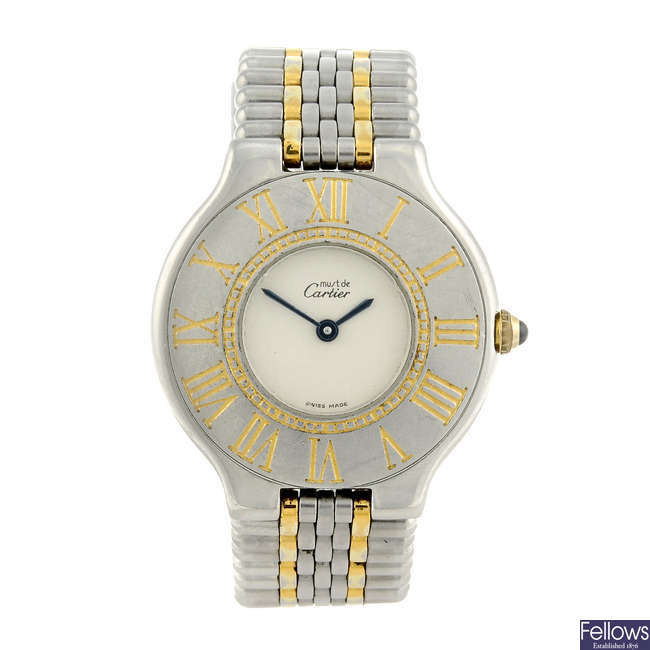 CARTIER - a bi-colour Must de Cartier 21 bracelet watch.