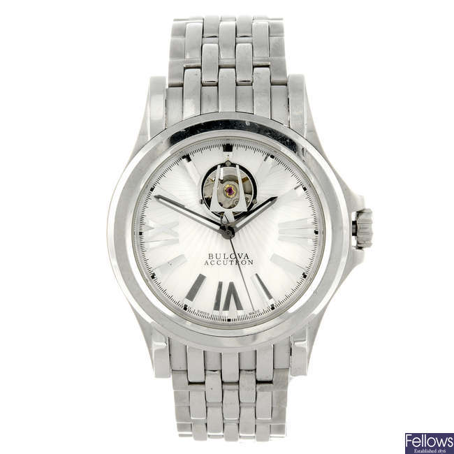 BULOVA - a gentleman's stainless steel Accutron bracelet watch.
