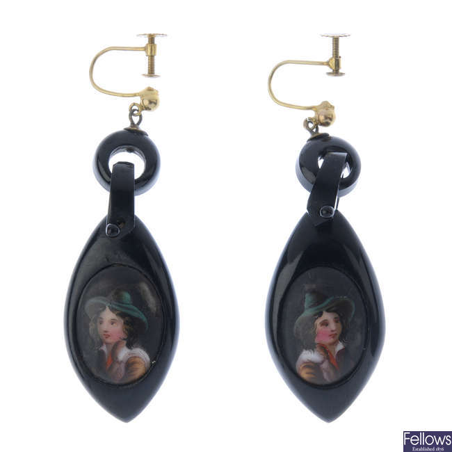 A pair of late Victorian jet earrings.