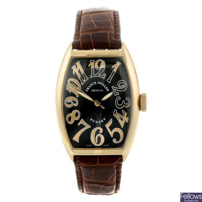 FRANCK MULLER - a gentleman's 18ct rose gold Sunset wrist watch.