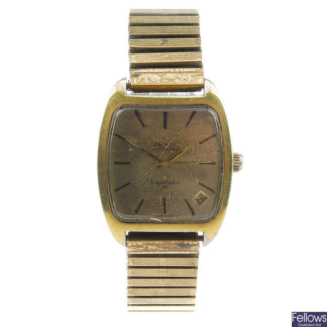 ZENITH - a gentleman's gold plated bracelet watch with Bulova watch head and Hamilton watch head