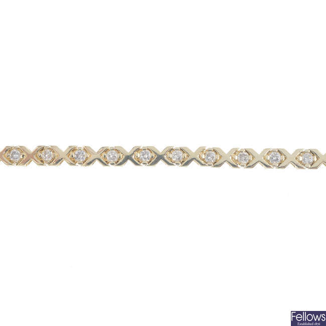 A diamond line bracelet.