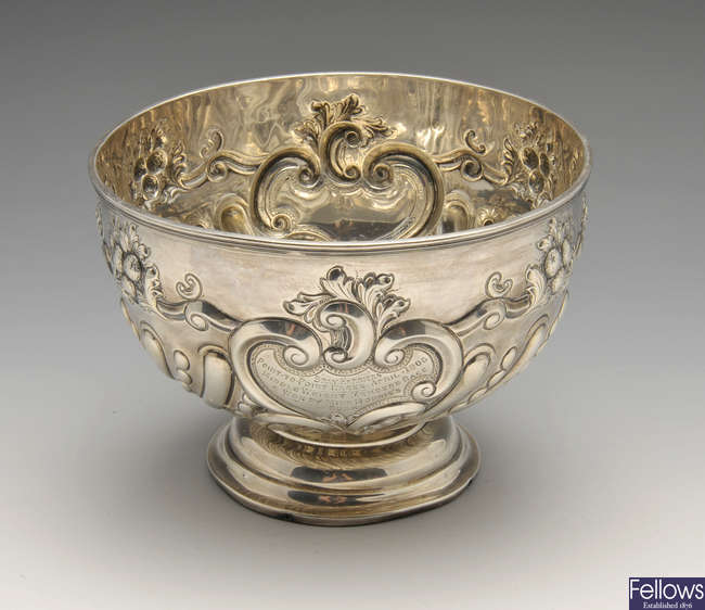 An Edwardian silver rose bowl.