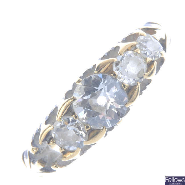 A late Victorian diamond five-stone ring.
