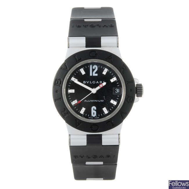 BULGARI - a lady's aluminium Diagono Aluminium wrist watch.