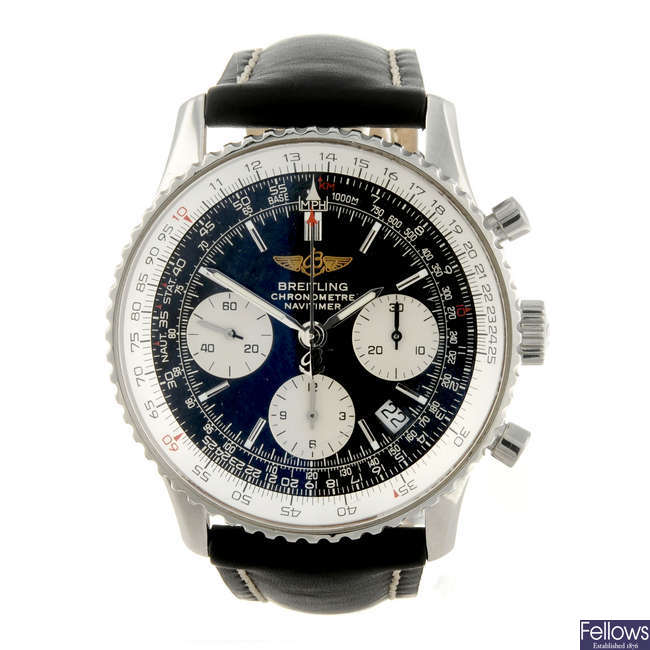 BREITLING - a gentleman's stainless steel Navitimer chronograph wrist watch.