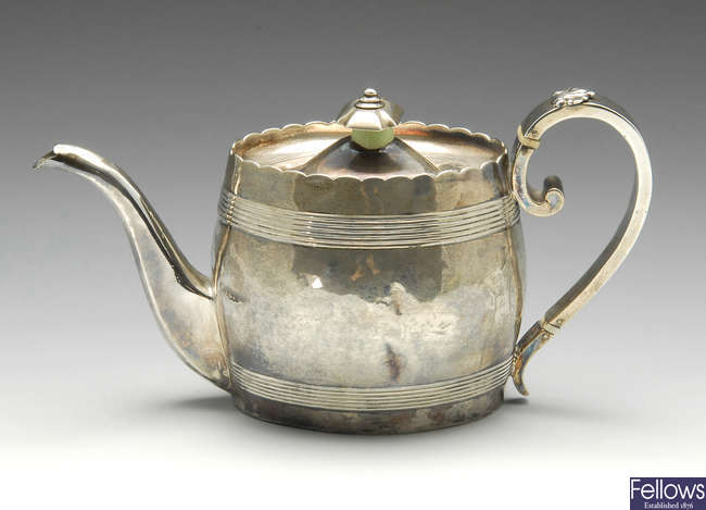 A George III Newcastle silver teapot.