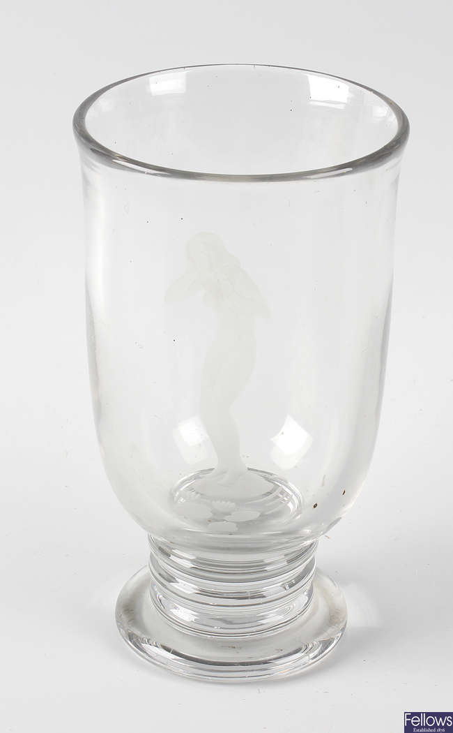 An Orrefors glass vase.