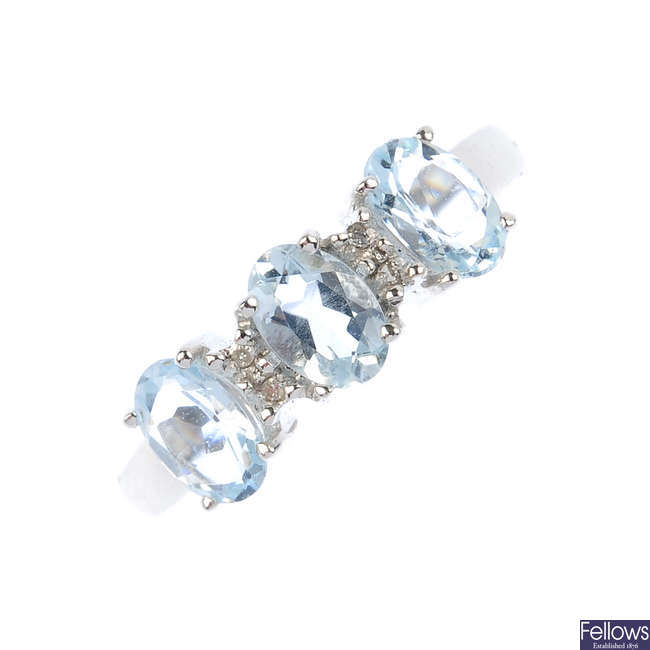 A set of aquamarine and diamond jewellery.