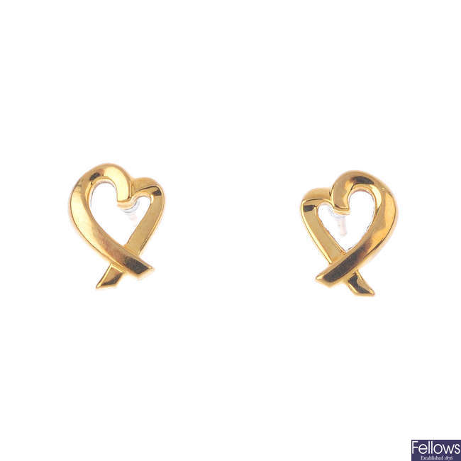 TIFFANY & CO. - a pair of 'Loving Heart' earrings, by Paloma Picasso for Tiffany & Co.