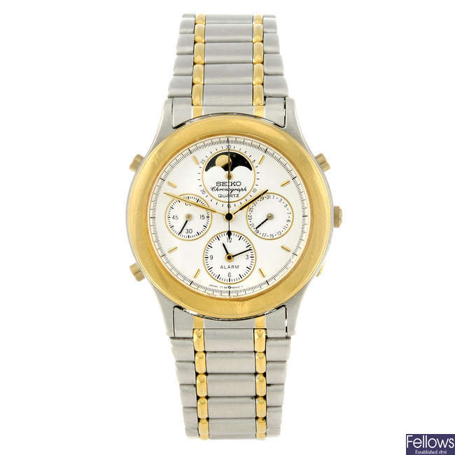 SEIKO - a gentleman's bi-colour Alarm chronograph bracelet watch.