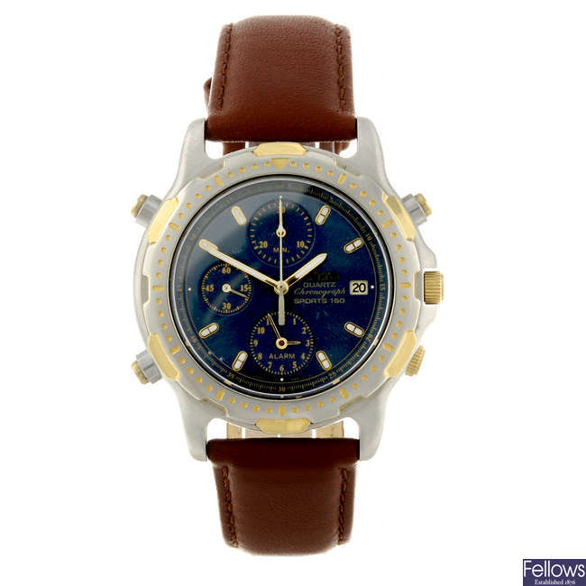 SEIKO - a gentleman's bi-colour Sports 150 chronograph wrist watch.