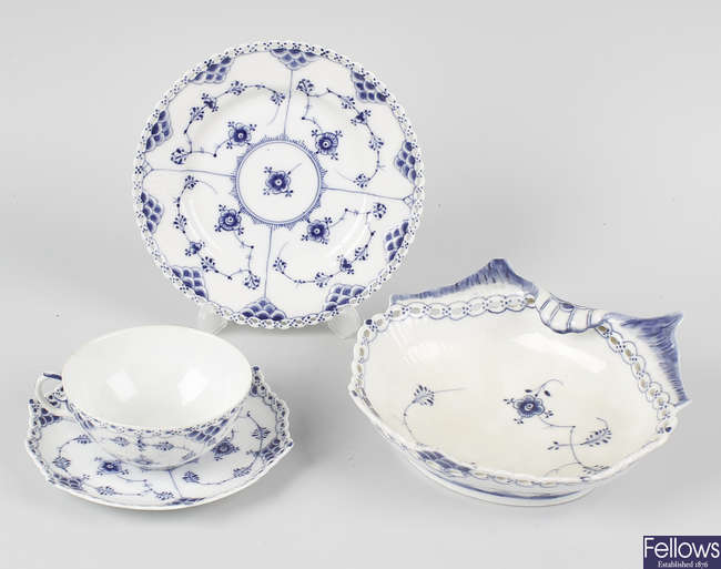A Royal Copenhagen porcelain full lace part dinner and tea service