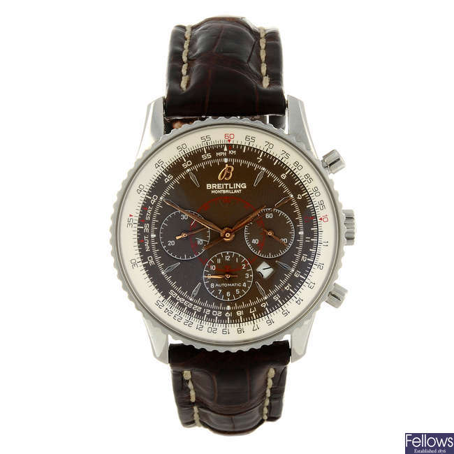 BREITLING - a gentleman's stainless steel Navitmer Montbrilliant chronograph wrist watch.