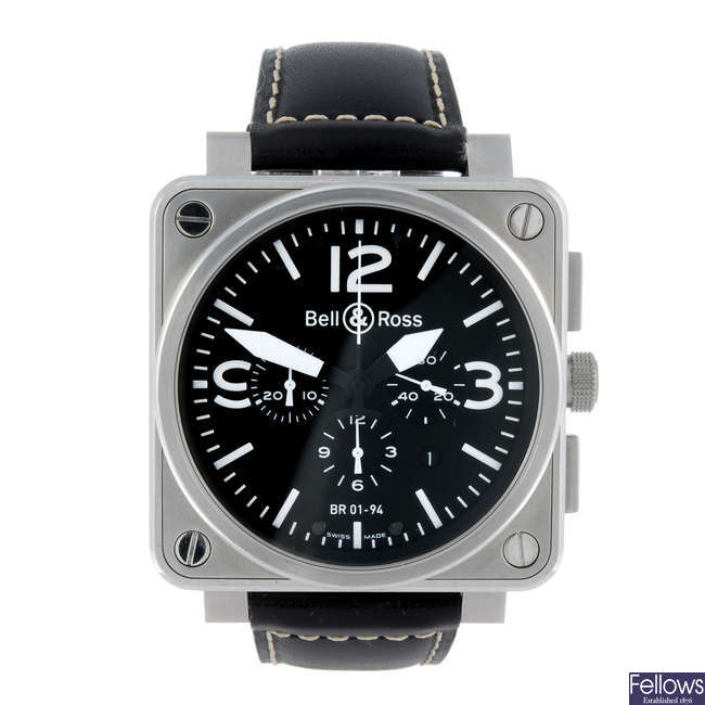 BELL & ROSS - a gentleman's stainless steel Collection Aviation chronograph wrist watch.