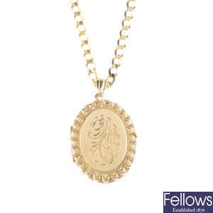 A 9ct gold locket and chain.
