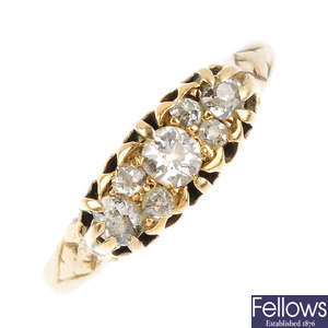 An early 20th century gold diamond ring.