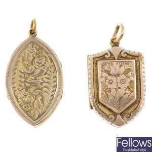 Two gold back and front lockets.