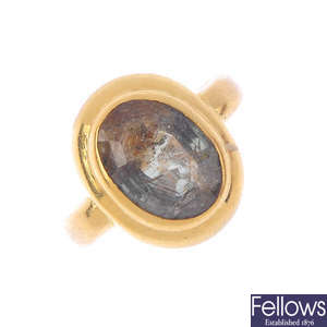 An 18ct gold alexandrite single-stone ring.