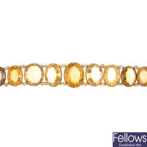 A late Victorian gold citrine bracelet.