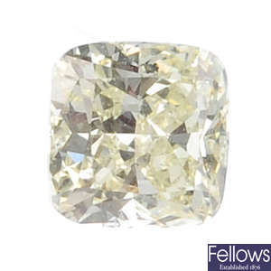 A square-shape 'yellow' diamond, weighing 0.62ct.