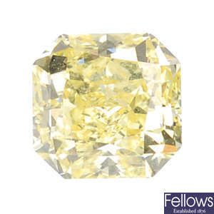 A square-shape 'yellow' diamond, weighing 0.51ct.