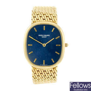 PATEK PHILIPPE - a gentleman's 18ct yellow gold Ellipse bracelet watch.