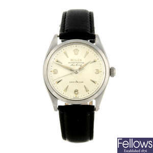 ROLEX - a gentleman's stainless steel Oyster Perpetual Air-King Super Precision wrist watch.