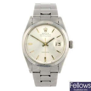 ROLEX - a gentleman's stainless steel Oyster Perpetual Air-King Date bracelet watch.