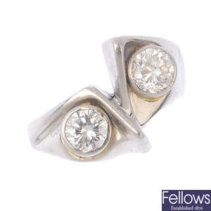 A diamond two-stone dress ring.