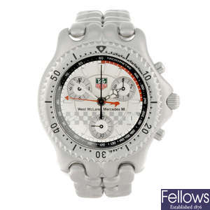 TAG HEUER - a limited edition gentleman's stainless steel S/el West McLaren Mercedes 98 chronograph bracelet watch.