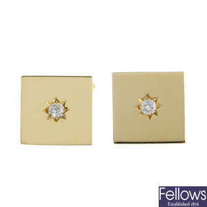 A pair of 18ct gold diamond cufflinks.