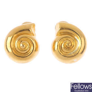 ILIAS LALAOUNIS - a pair of 18ct gold earrings.