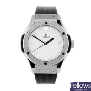 HUBLOT - a lady's titanium Classic Fusion wrist watch.