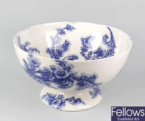 A large Royal Doulton blue and white pedestal bowl.