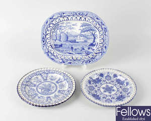 A group of early 19th century blue transfer-printed pottery