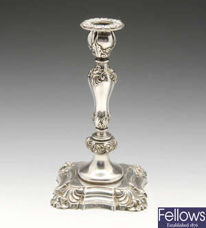 An Edwardian silver single candlestick.