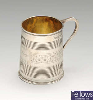 Three Christening mugs, to include a George III example.
