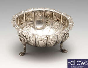 An eighteenth century Irish silver bowl, etc.