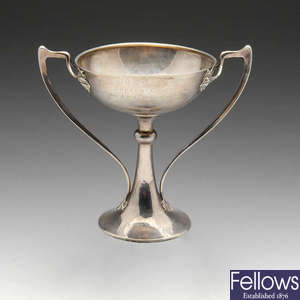 An Art Nouveau silver trophy.