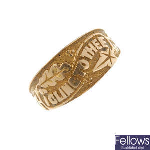 A late Victorian gold memorial ring.