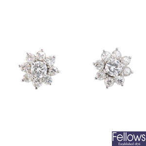 BOODLES & DUNTHORNE - a pair of diamond and gem-set interchangeable earrings.