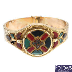 A late 19th century 15ct gold Scottish bangle.