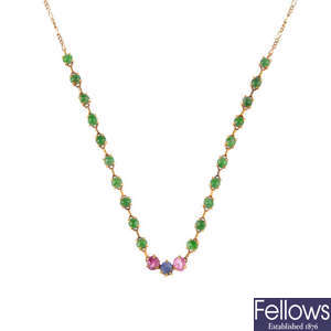 A gem-set necklace and pendant.