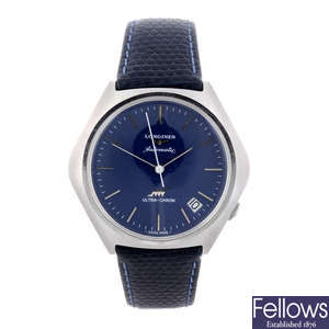 LONGINES - a gentleman's stainless steel Ultra-Chron wrist watch.