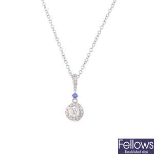 VERA WANG - an 18ct gold 'Love' sapphire and diamond pendant.