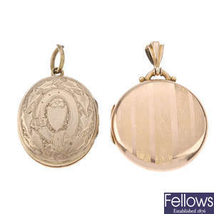 A 9ct gold locket and a further locket.
