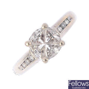 A diamond four-stone ring.
